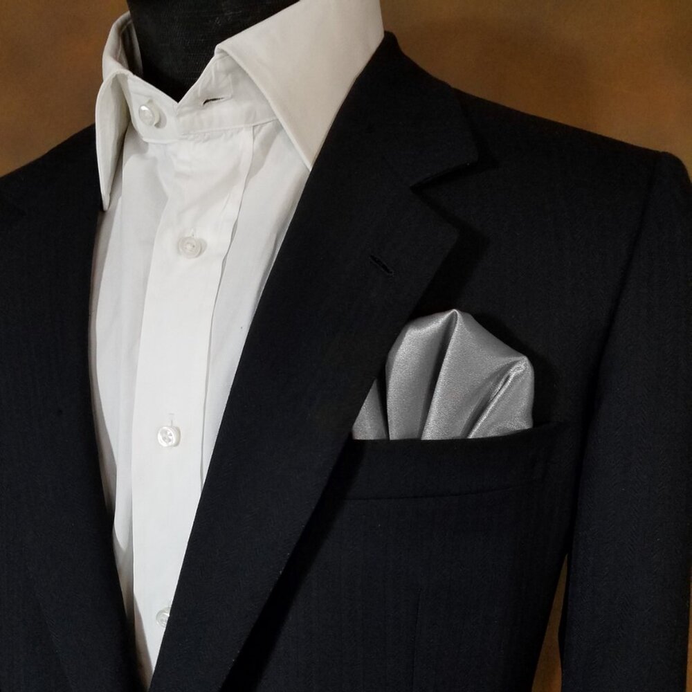 New - Men's Charcoal Grey Satin Pre-Folded Pocket Square Insert